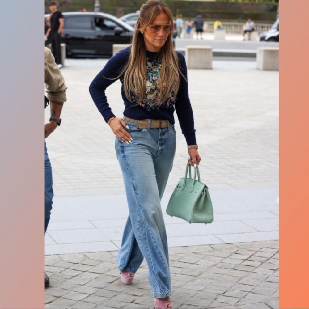 FRAME Denim Le Baggy Palazzo Jeans in Iceberg Flat Size 23 - Picture 15 of 15